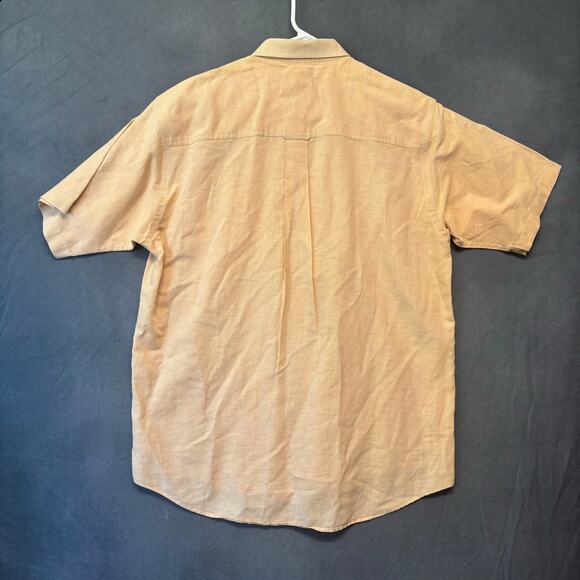 Club Room Men’s Linen Blend Shirt M Beige Tan Short Sleeve Button Up Beachy - Picture 2 of 7